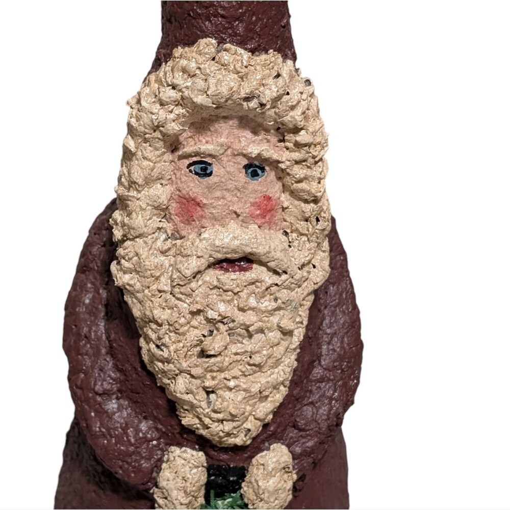 Vintage 1990 's paper mache Santa Claus with wreath Christmas Holiday hand-made - Picture 6 of 10